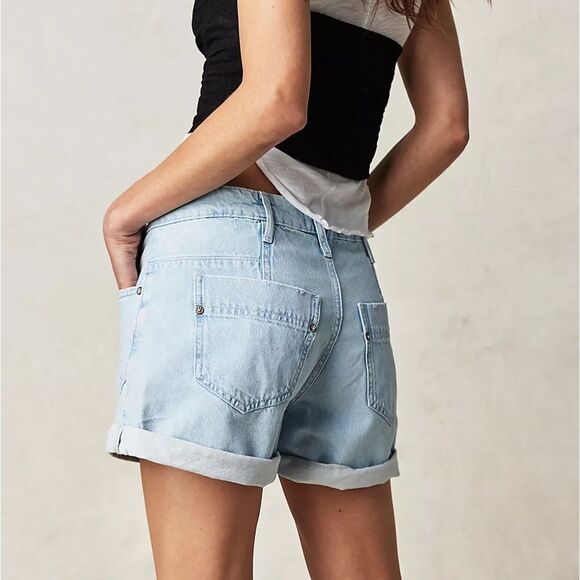 Free People Beginner’s Luck Slouch Shorts In Rookie Wash - Picture 2 of 6